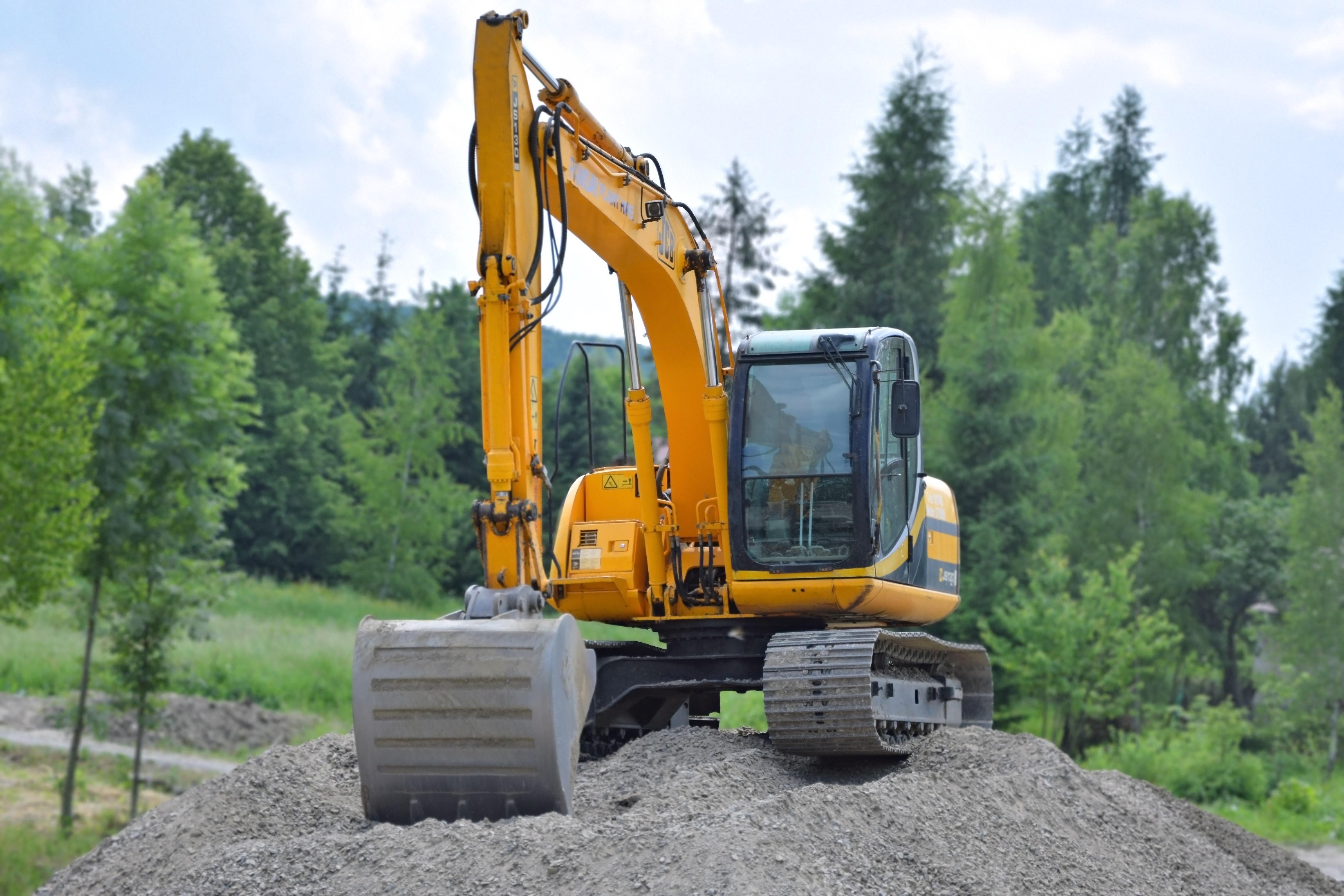JCB excavator at a construction site